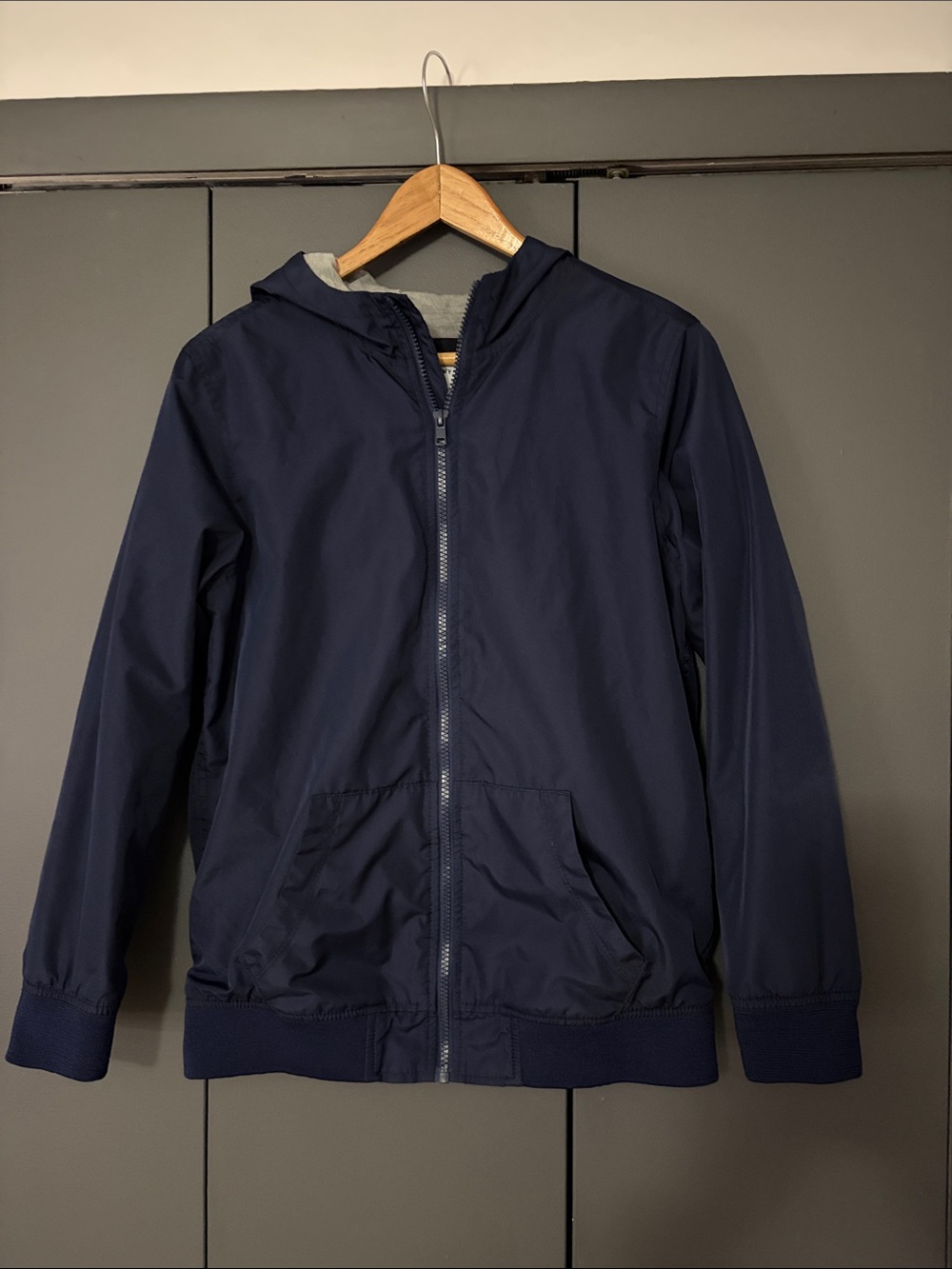 Boys Old Navy Navy Hooded Windbreaker Jacket Navy Blue XL (14-16)